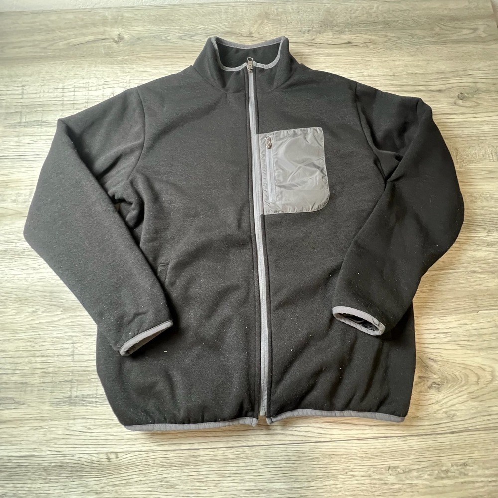 Rugged Wear Fleece Jacket Mens Medium Black Sherpa‎ Lined Full Zip Pocket u77